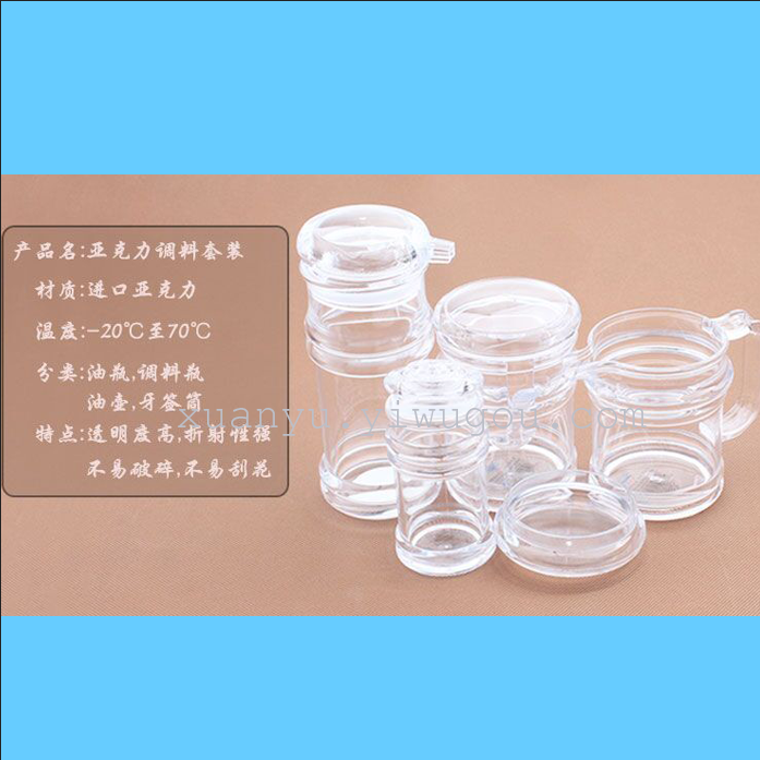 Seasoning Bottle Oil Bottle Imported Acrylic Seasoning Jar Crystal Seasoning Bottle Toothholder details Picture