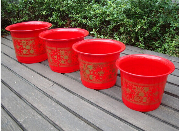 Manufacturer wholesale Chinese wedding flower pot big red flower pot happy event flower pot 320-350 thumbnail