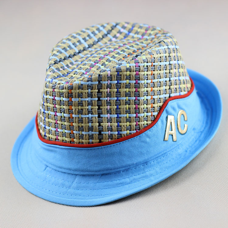 2015 Spring/summer new cloth brim straw hat hat letter AC jazz hat thumbnail