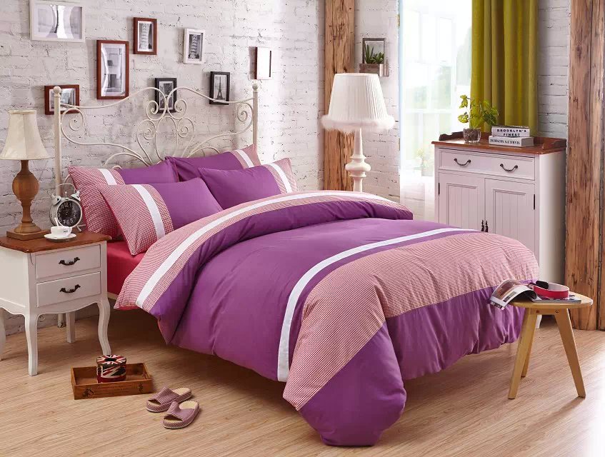 4-piece set, bedding, active, checkered, manufacturer, all-cotton, twill simple