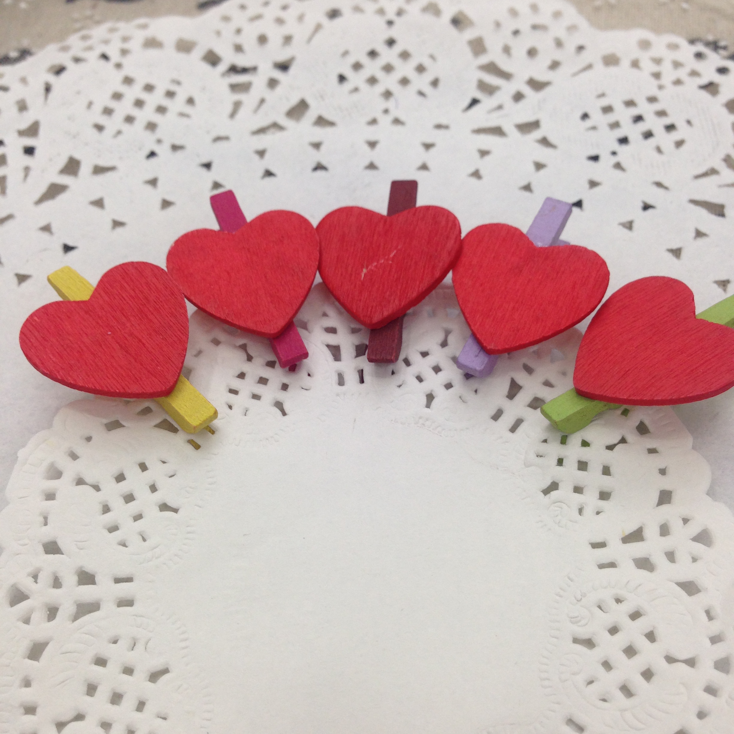 彩色爱心木头夹子 迷你木质相片夹 照片夹