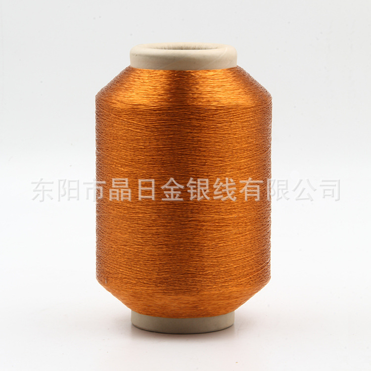 PET film 600D, polyester colored gold and silver thread, orange L-156-600D