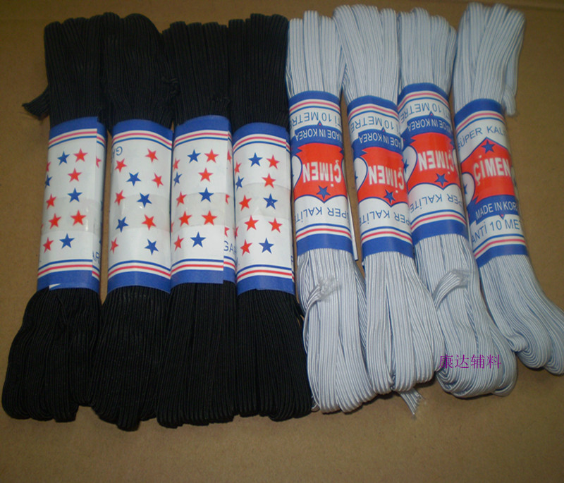 进口松紧带 辅料0.8cm 宝宝棉毛裤 黑色白色 橡皮绳产品图