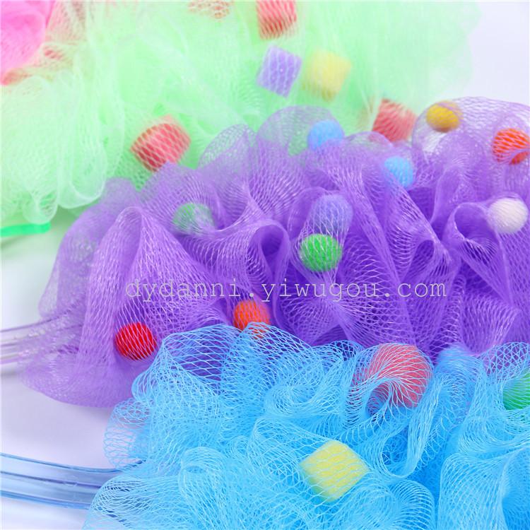 厂家直销可爱海绵浴擦 手柄沐浴花 搓背神器泡沫丰富环保PE细节图