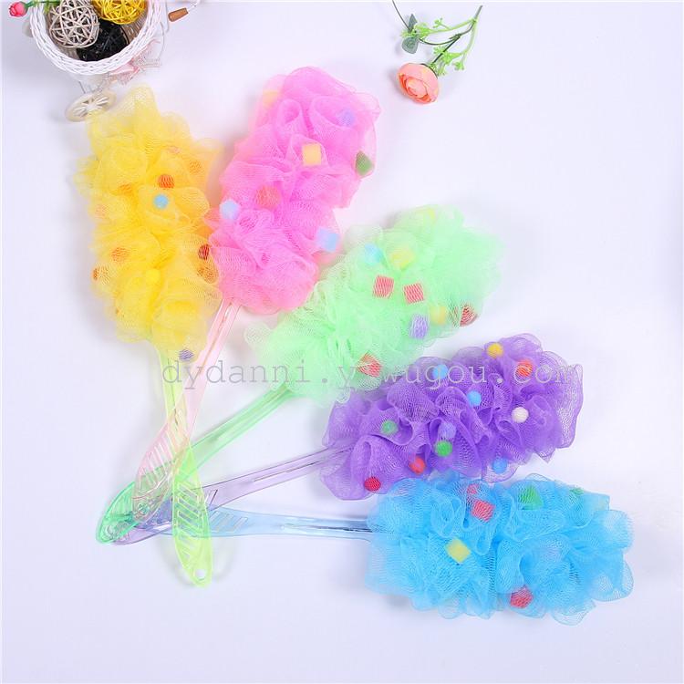 厂家直销可爱海绵浴擦 手柄沐浴花 搓背神器泡沫丰富环保PE产品图