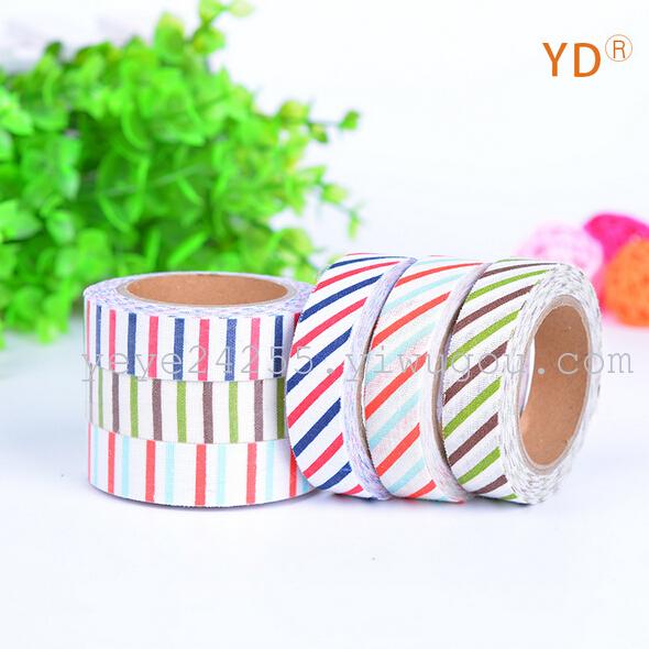 韩国文具批发 布艺胶带 田园斜纹彩色胶带