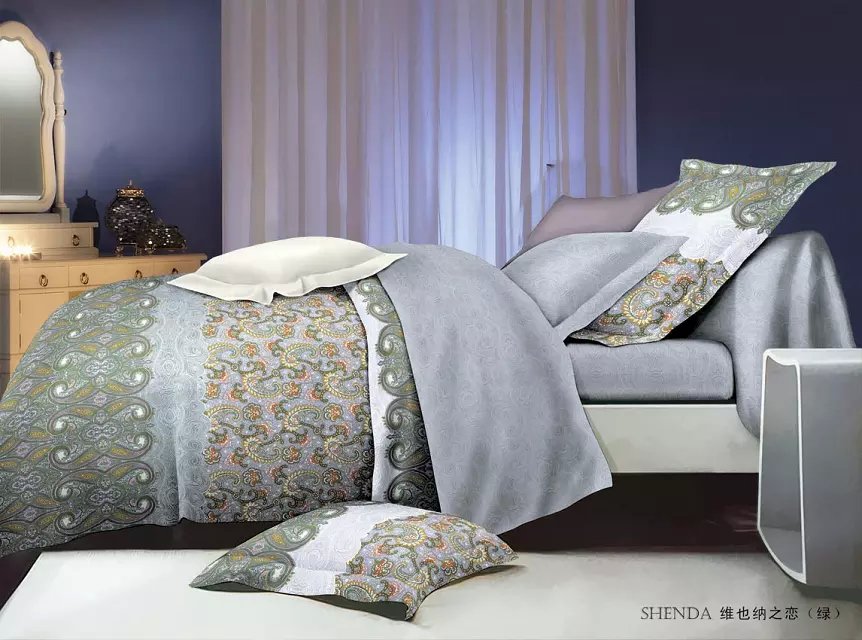 4-piece set, bedding, reactive, cashmere cotton, manufacturer, all-cotton, twill details Picture