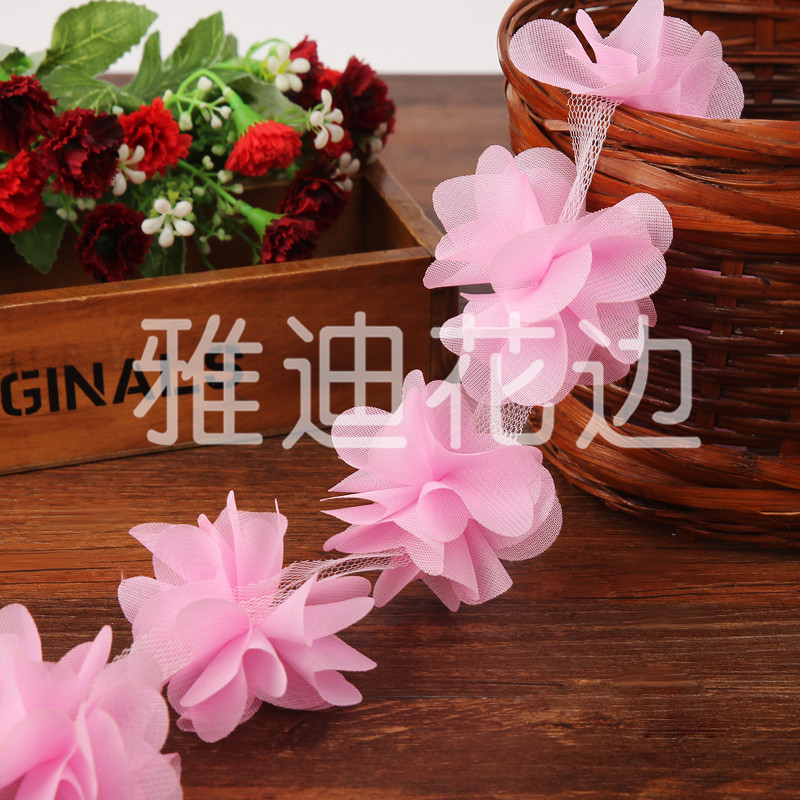 精美时尚布艺花朵花边 百搭女士diy服饰配饰细节图