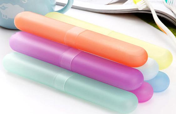 旅行用品 便携式七彩糖果色磨砂牙刷盒 牙刷套细节图