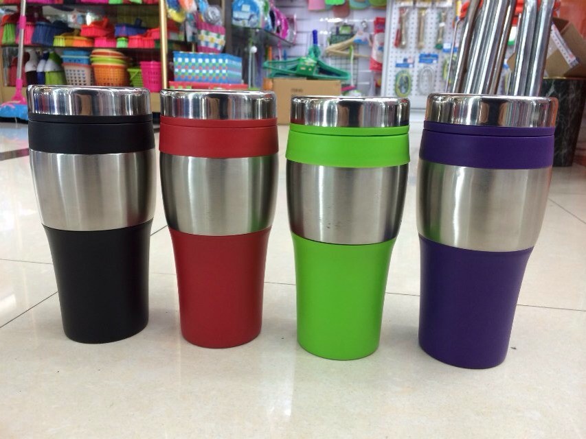 内塑料带钢圈创意车载汽车杯450ML无手柄