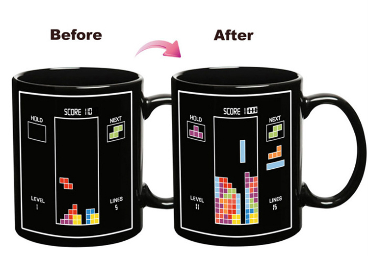 Tetris color-changing mug Building blocks color-changing mug Ceramic color-changing mug