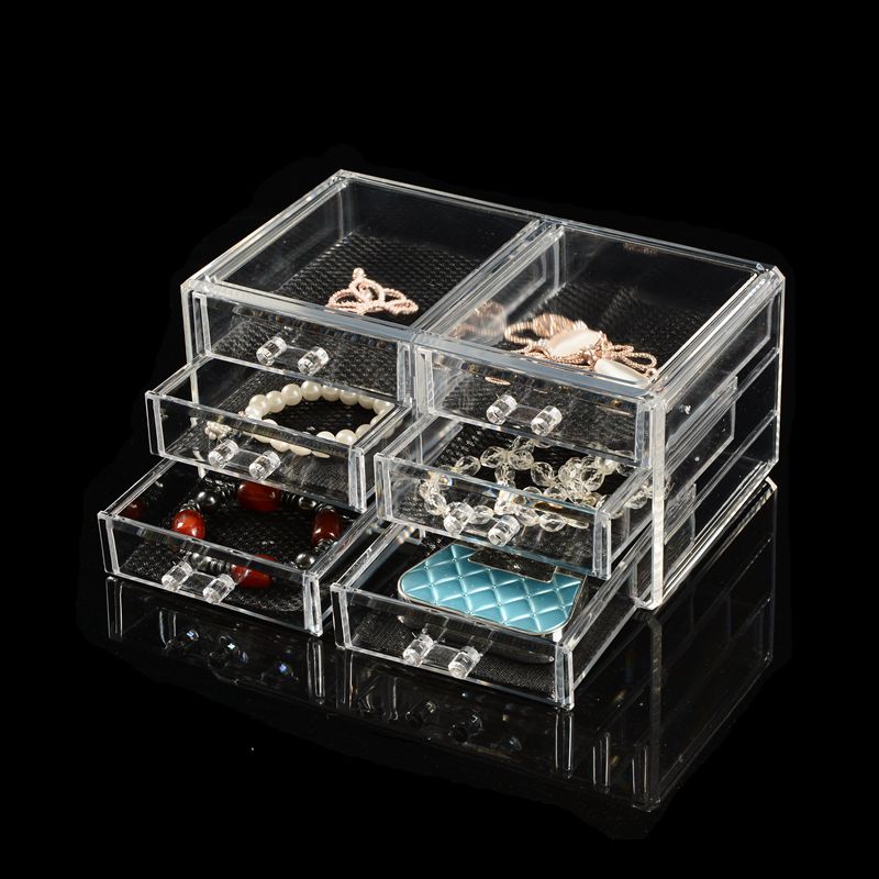 Guanyu crystal jewelry box Transparent cosmetics box Skin care color makeup cotton tool storage box thumbnail