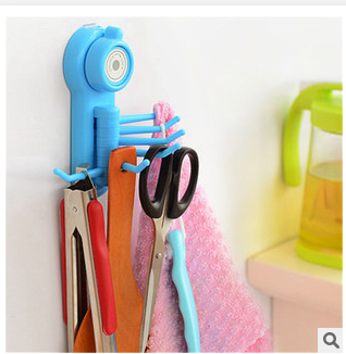 Kitchen, bathroom ceramic tile wall hanging creative small object hook colorful strong suction cup seamless six-claw hook thumbnail