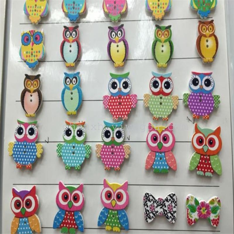 DIY wooden cartoon rabbit heads and painted buttons details Picture