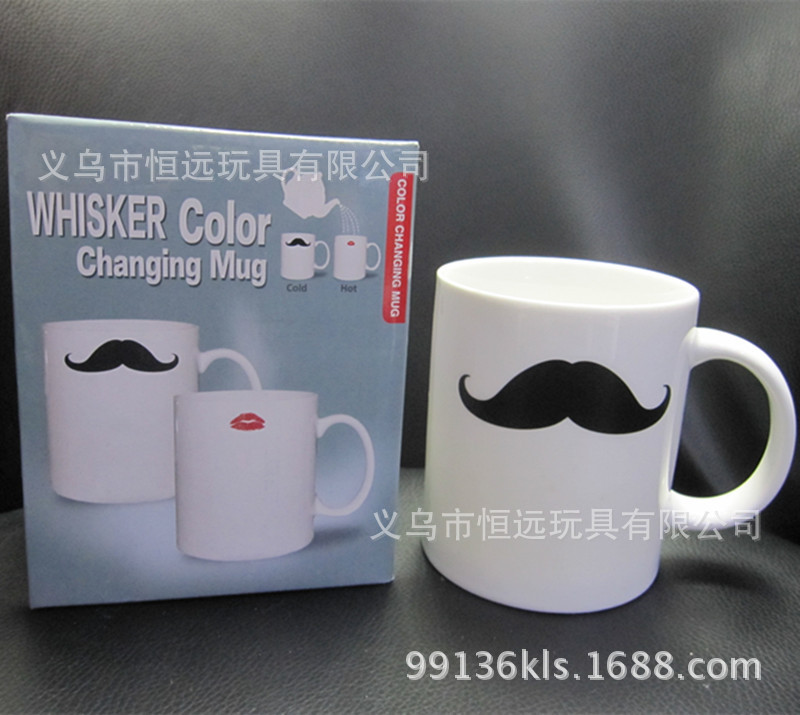 New mustache Color changing cup Lip Color Changing cup Creative ceramic color changing cup