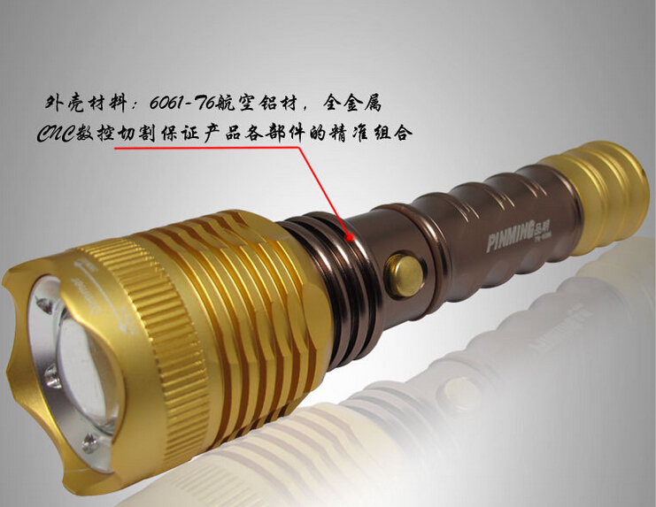 New outdoor aluminum alloy rechargeable strong light torch night ride King rotating zoom strong light torch