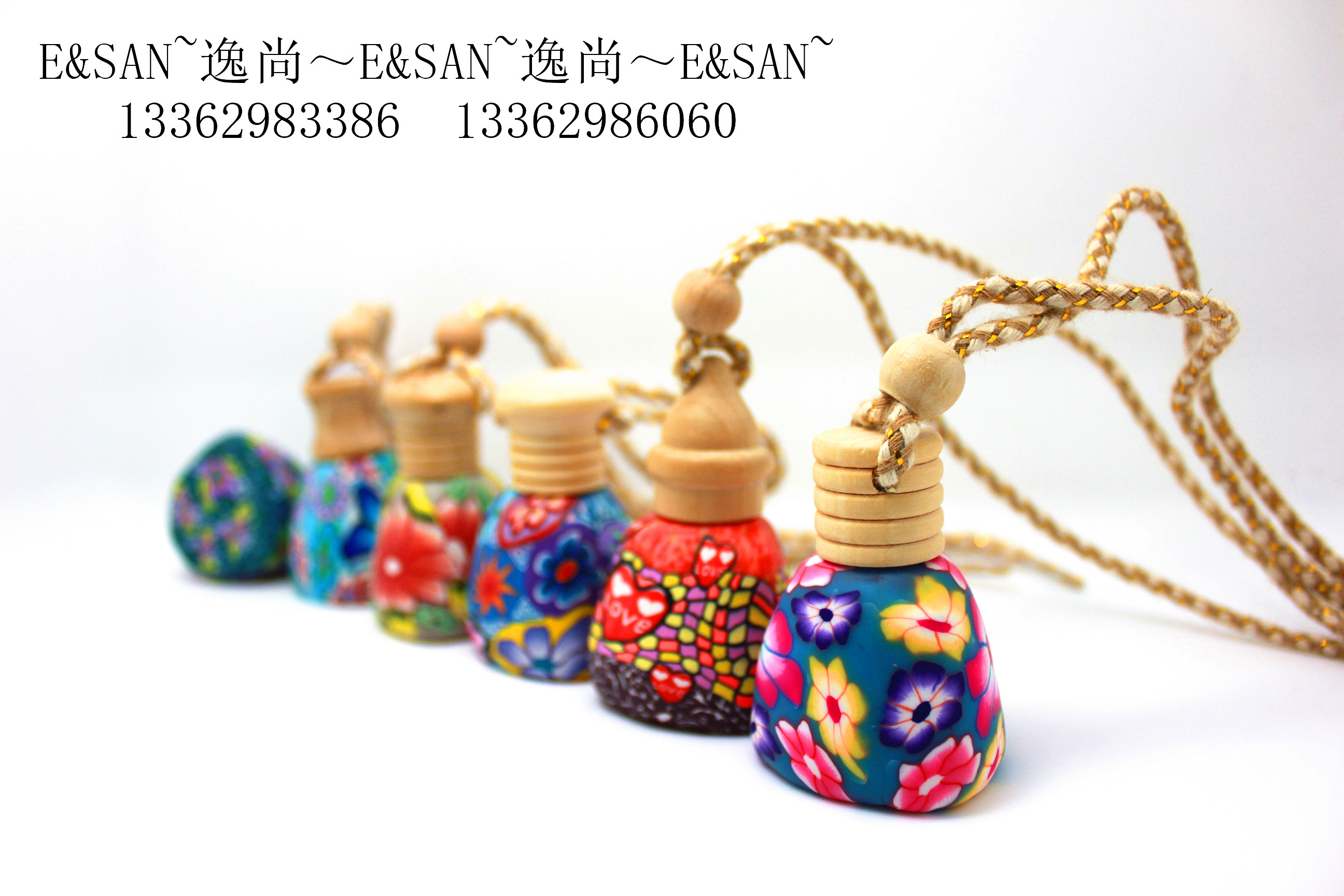 RG19-15ML汽车挂件香水瓶/玻璃瓶/软陶瓶/精品车挂