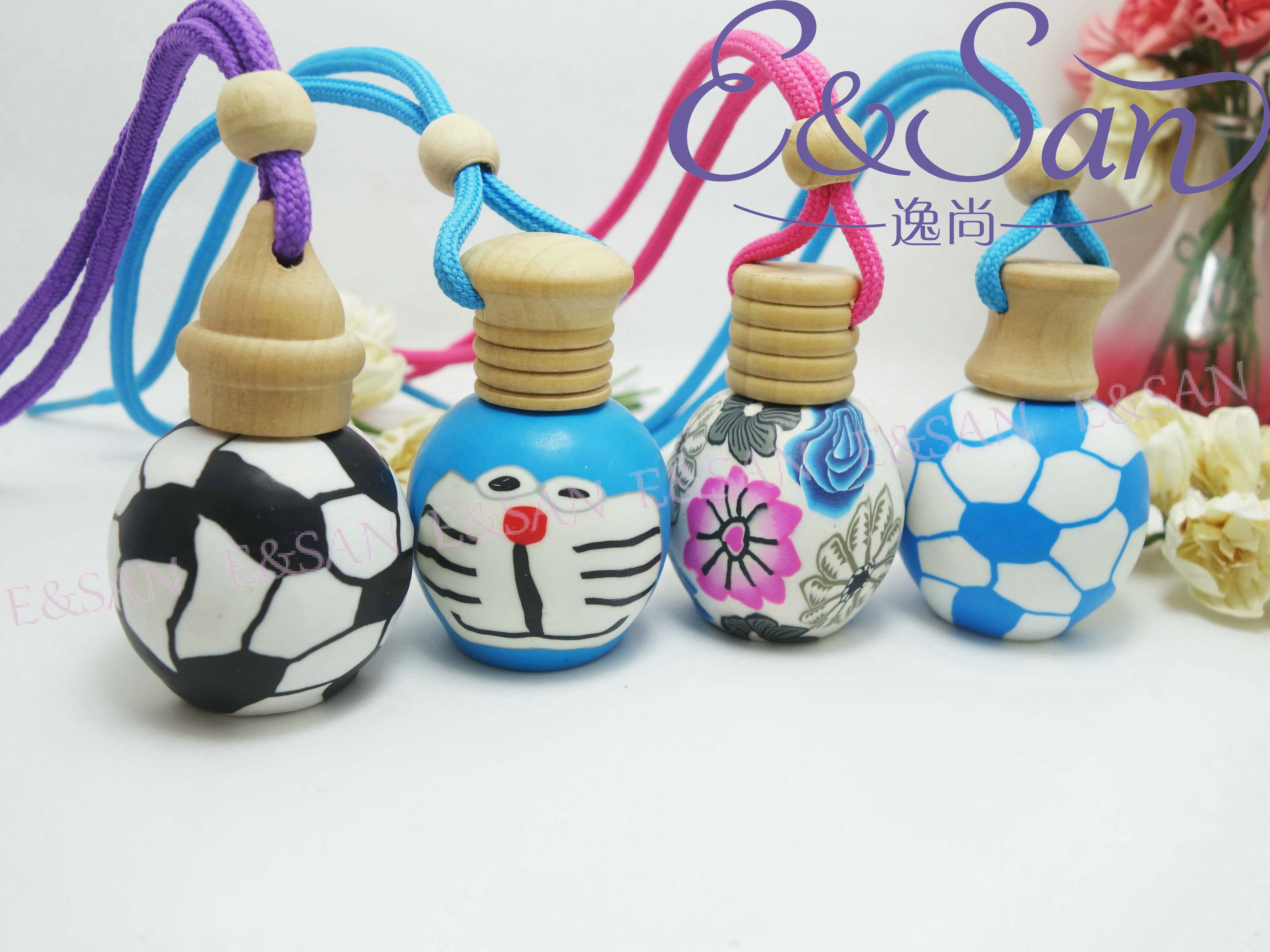 厂家直销爆款RG10-15ML全包软陶香水瓶玻璃汽车挂件