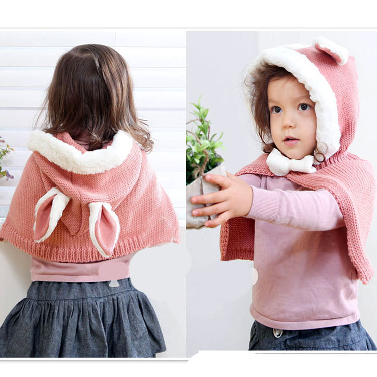 Winter baby rabbit cape hat integral cape thumbnail