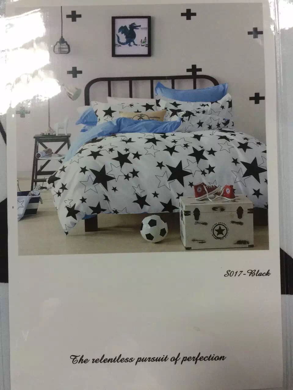 印花四件套个性AB四件套条纹四件套三件套细节图