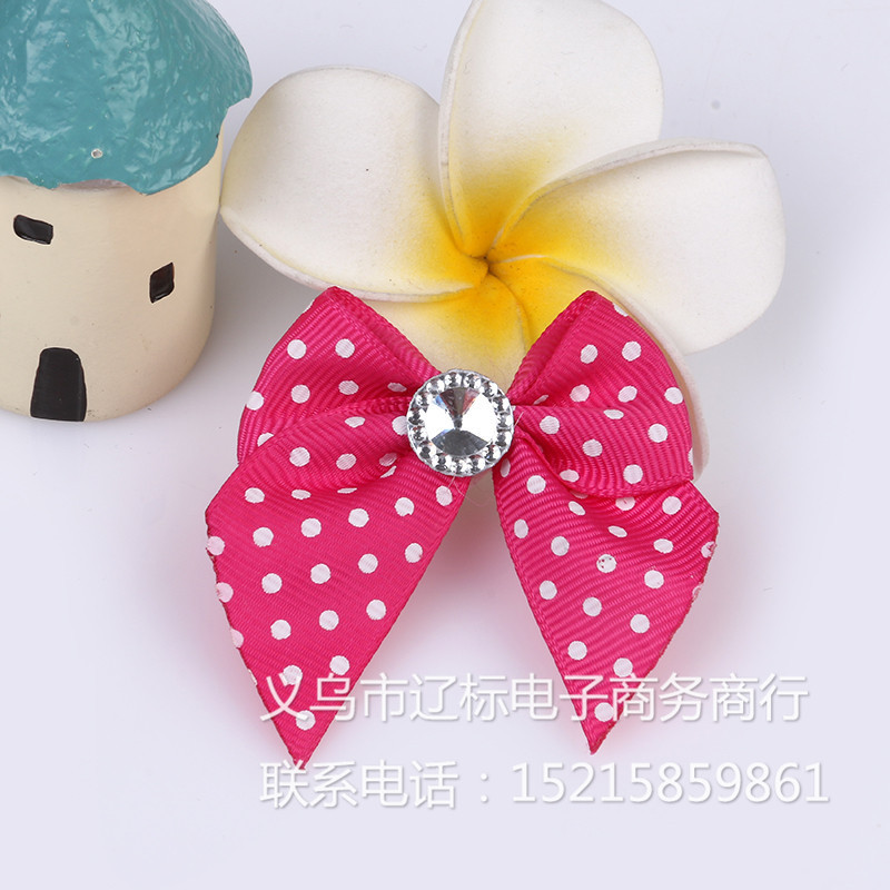 韩版潮款蝴蝶结 甜美2元店饰品 纯色元店罗纹镶宝石饰品
