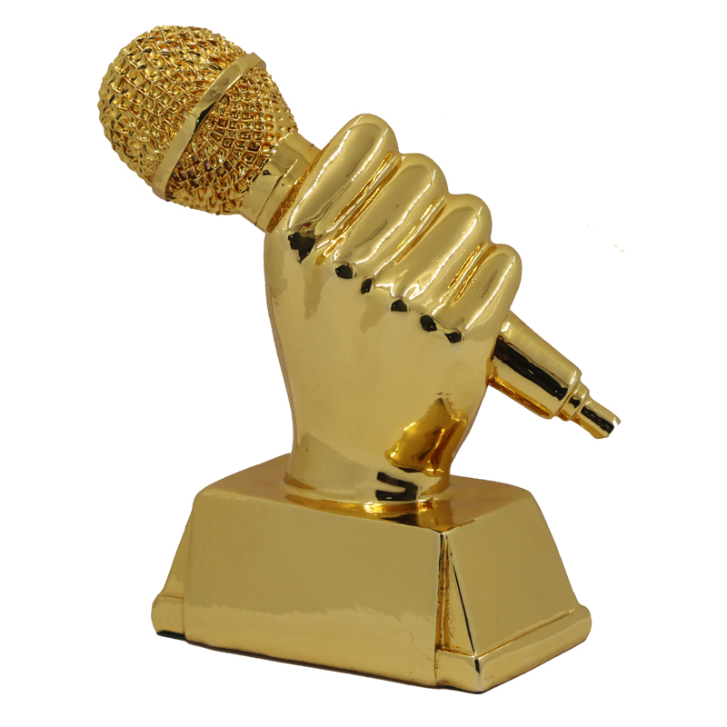 Microphone trophy, high-end trophy, singing competition trophy, music trophy full figure