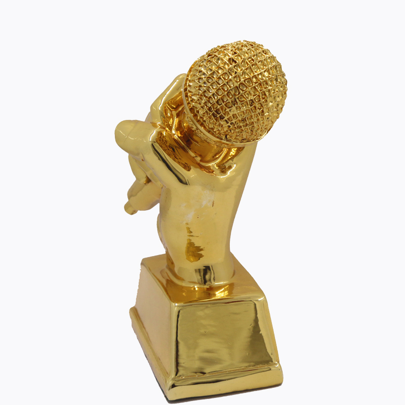 Microphone trophy, high-end trophy, singing competition trophy, music trophy details Picture