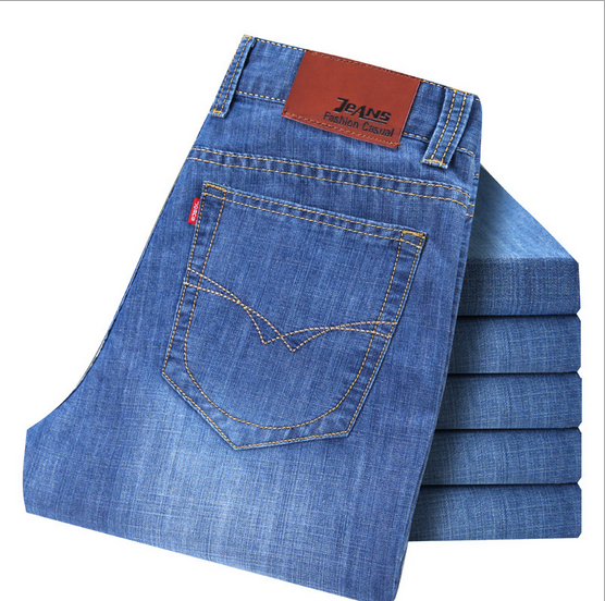 Jeans men thin straight tube slim slim slim light color large size