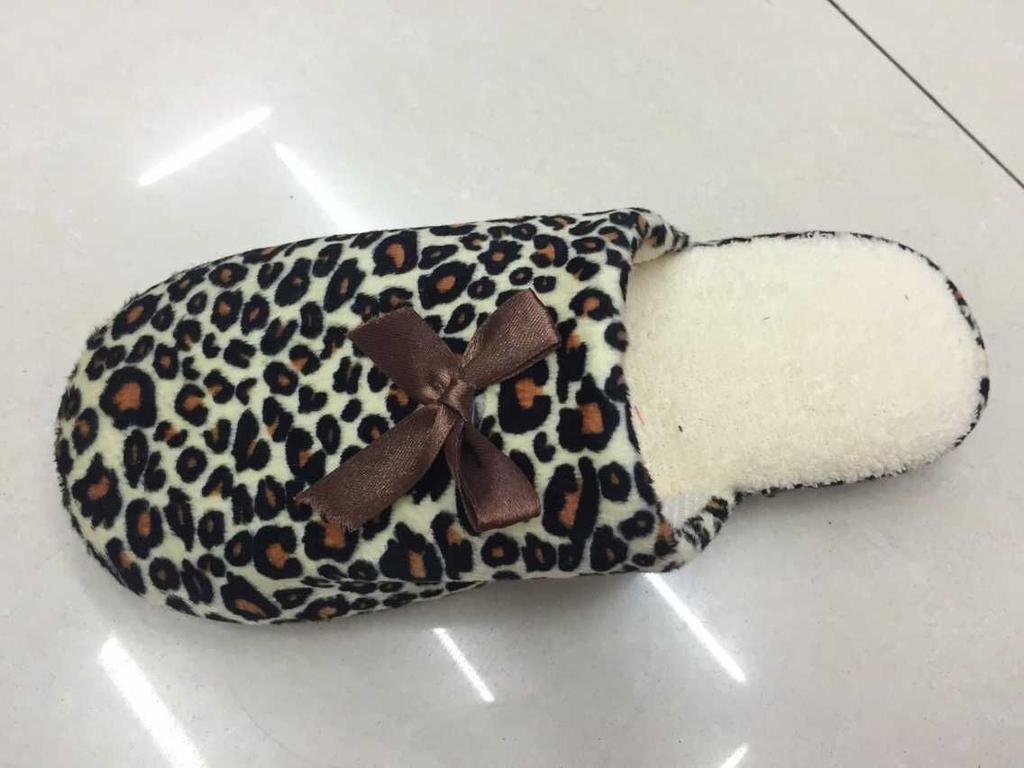 New leopard-print women's slippers with cute bows Specification image