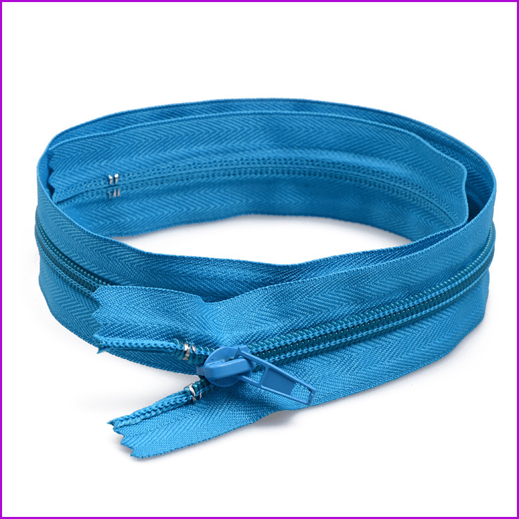 紫红拉链厂家直销5# 尼龙闭口拉链，拉头配色自动头