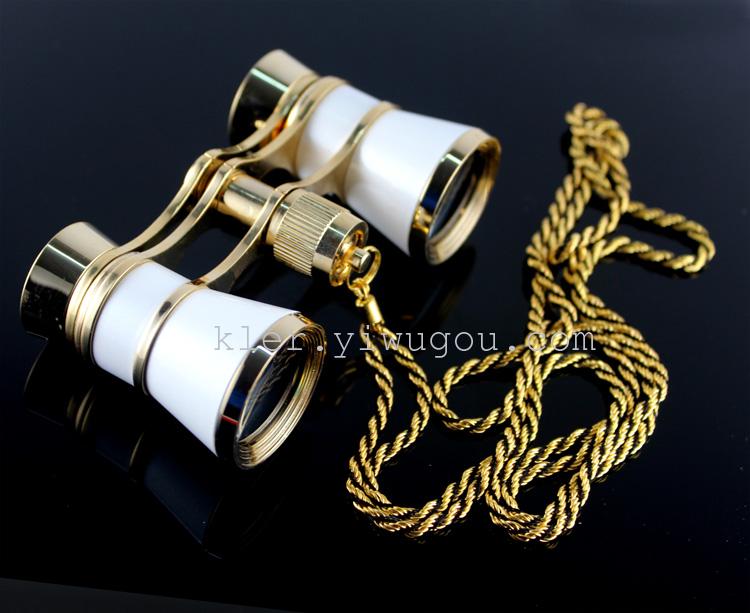 White gilt with chain mirror 3X25 ladies Gift Telescope