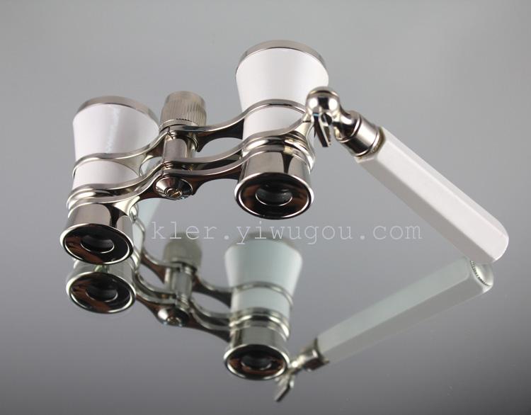 Silver-plated drama mirror with handle 3X25 ladies Gift Telescope