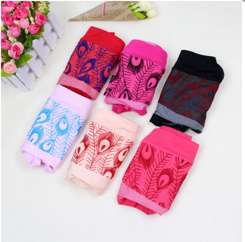 Ladies bamboo fiber peacock flower big board high waist women's triangle underwear wholesale