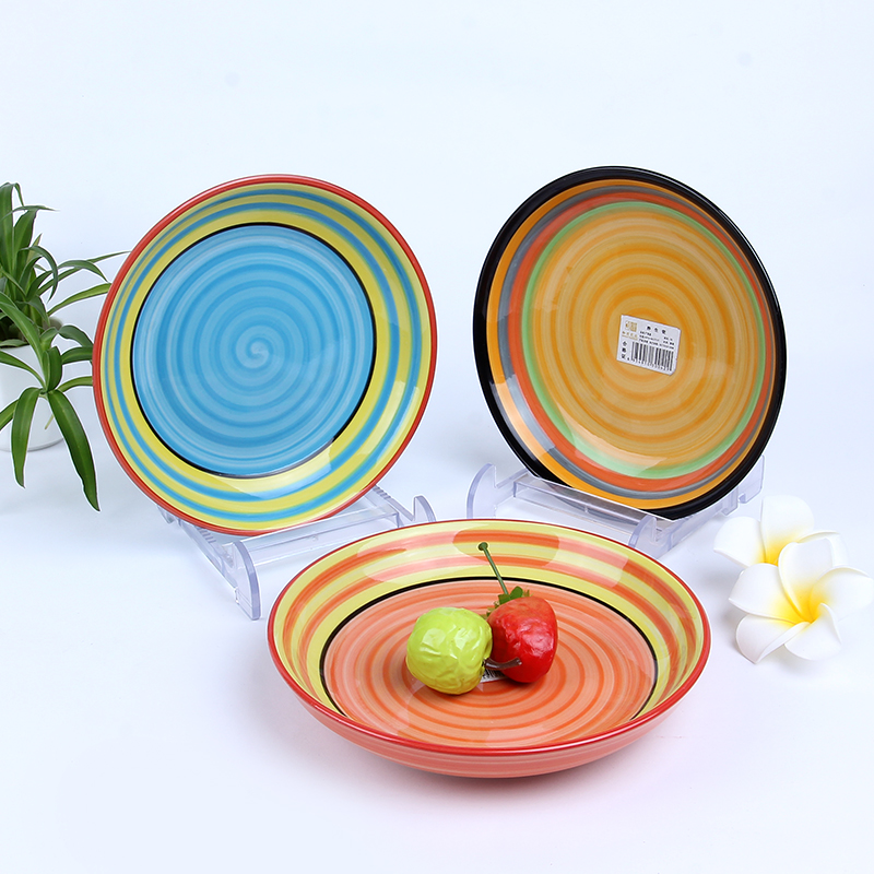 Hand-painted health porcelain rainbow fruit plate 6.5/7/8 inch ceramic plate tableware wholesale