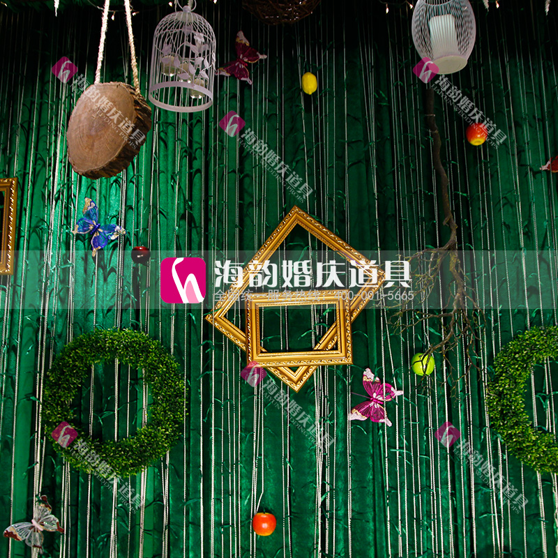 New wedding supplies, decorative items, setting props, forest series bamboo leaf line curtains Application Scenario