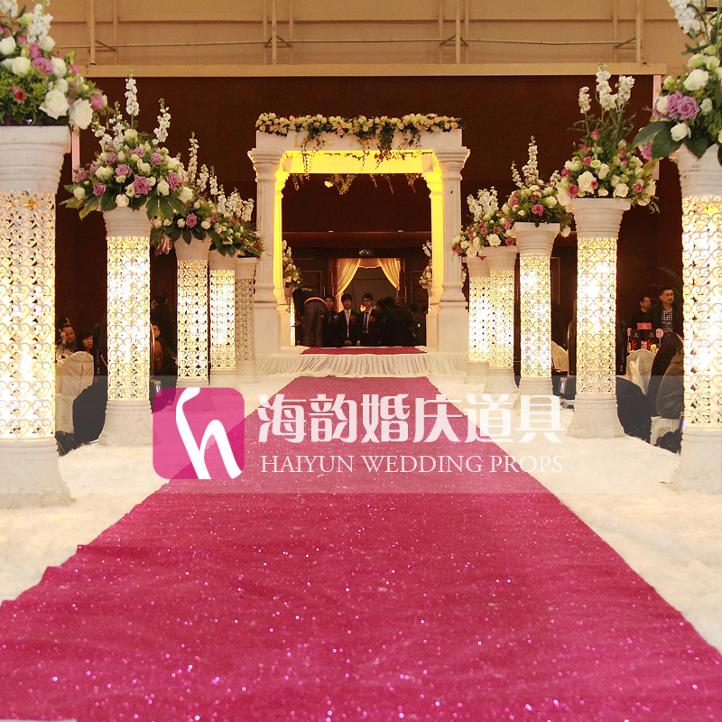 海韵婚庆道具批发 婚礼舞台 结婚场地布置T台珠光地毯产品图