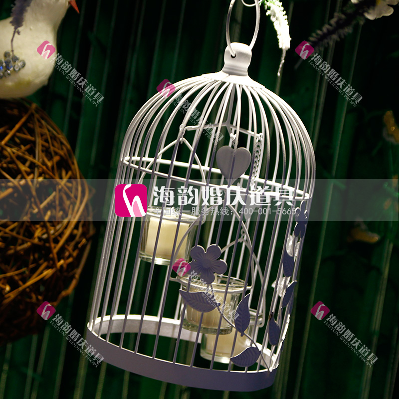 义乌好货婚礼结婚装饰摆件 假鸟笼 森林系列 铁艺鸟笼烛台