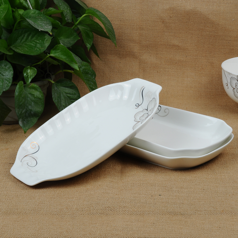 Large 12-Inch Fillet Plate Grill Plate Premium Bone China Glazed Glazed Ceramic Tableware details Picture