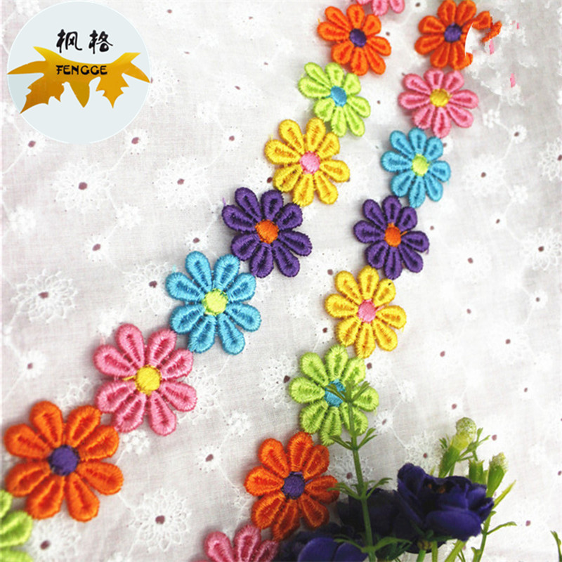 The six-color flower lace can be cut open and used alone for DIY hair accessories, wedding decorations, etc Specification image