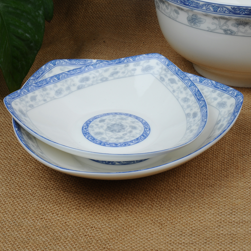 Factory direct glazed bone porcelain triangle dish cold dish dish top - grade tableware