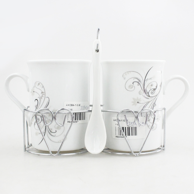 Ten Yuan Store Distribution Boutique Ceramic Cup Fashion Teacup Couple Double Cup Ak084-1 Double Cup Specification drawing