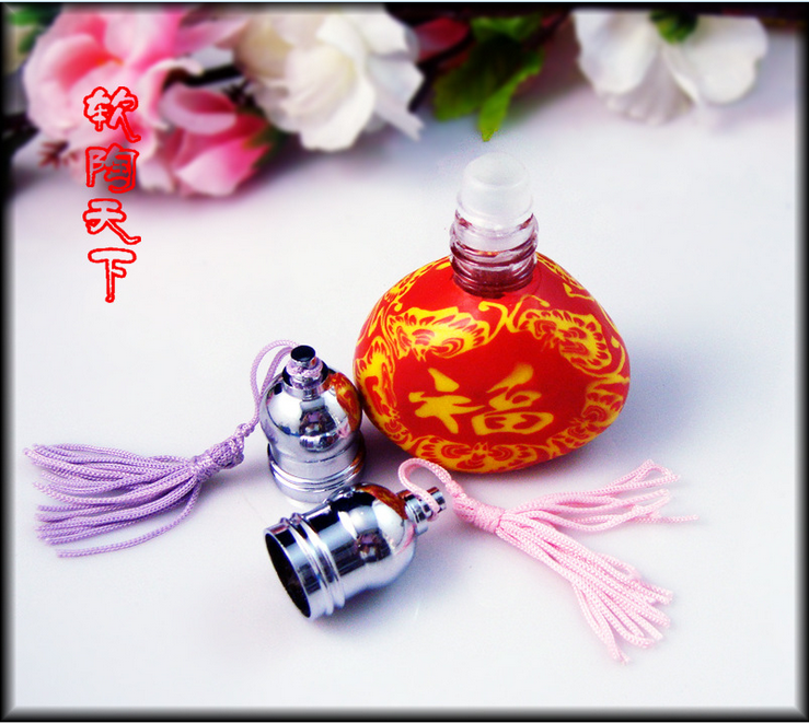 软陶瓶香薰挂件 软陶包花圆形精油瓶 大量供应 价格优惠细节图