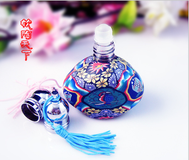 软陶瓶香薰挂件 软陶包花圆形精油瓶 大量供应 价格优惠