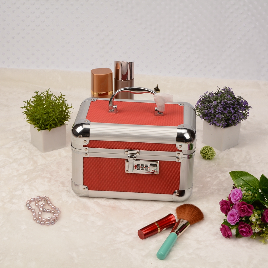 Guanyu portable double layer with mirror password lock jewelry box aluminum professional makeup box