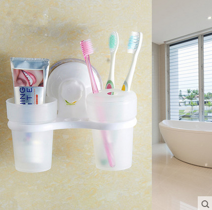 Strong bathroom suction cup holder Toothbrush Holder Rinse suit Rinse Cup Set bring your own toothbrush cup thumbnail