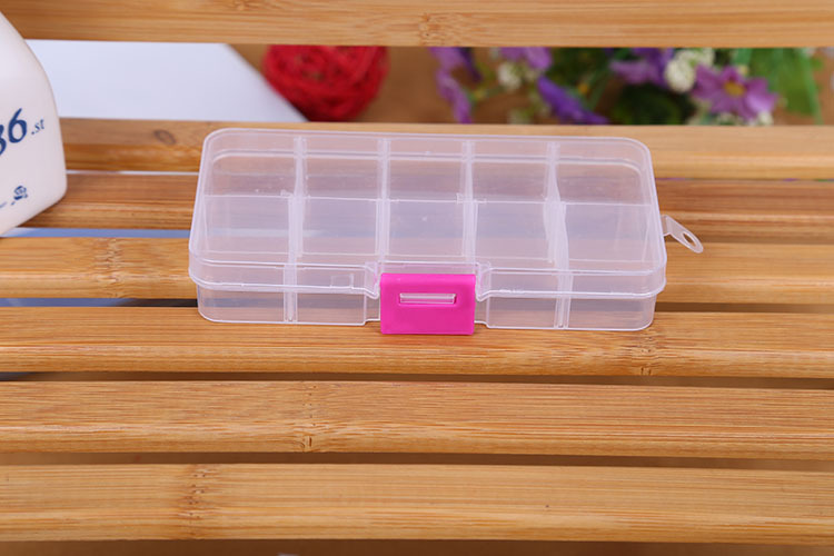 Small 10-compartment connected transparent plastic storage box with lid, jewelry and cosmetics organizing box, plastic box Application Scenario