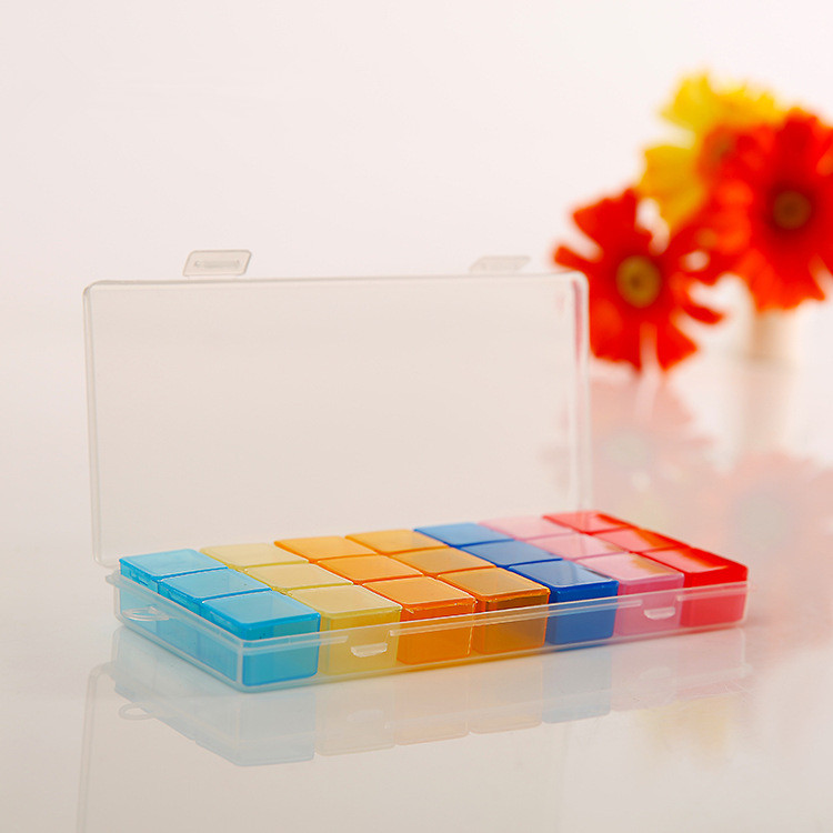 一周3格21格七彩环保塑料药盒便携式随身用保健盒分装收纳盒产品图