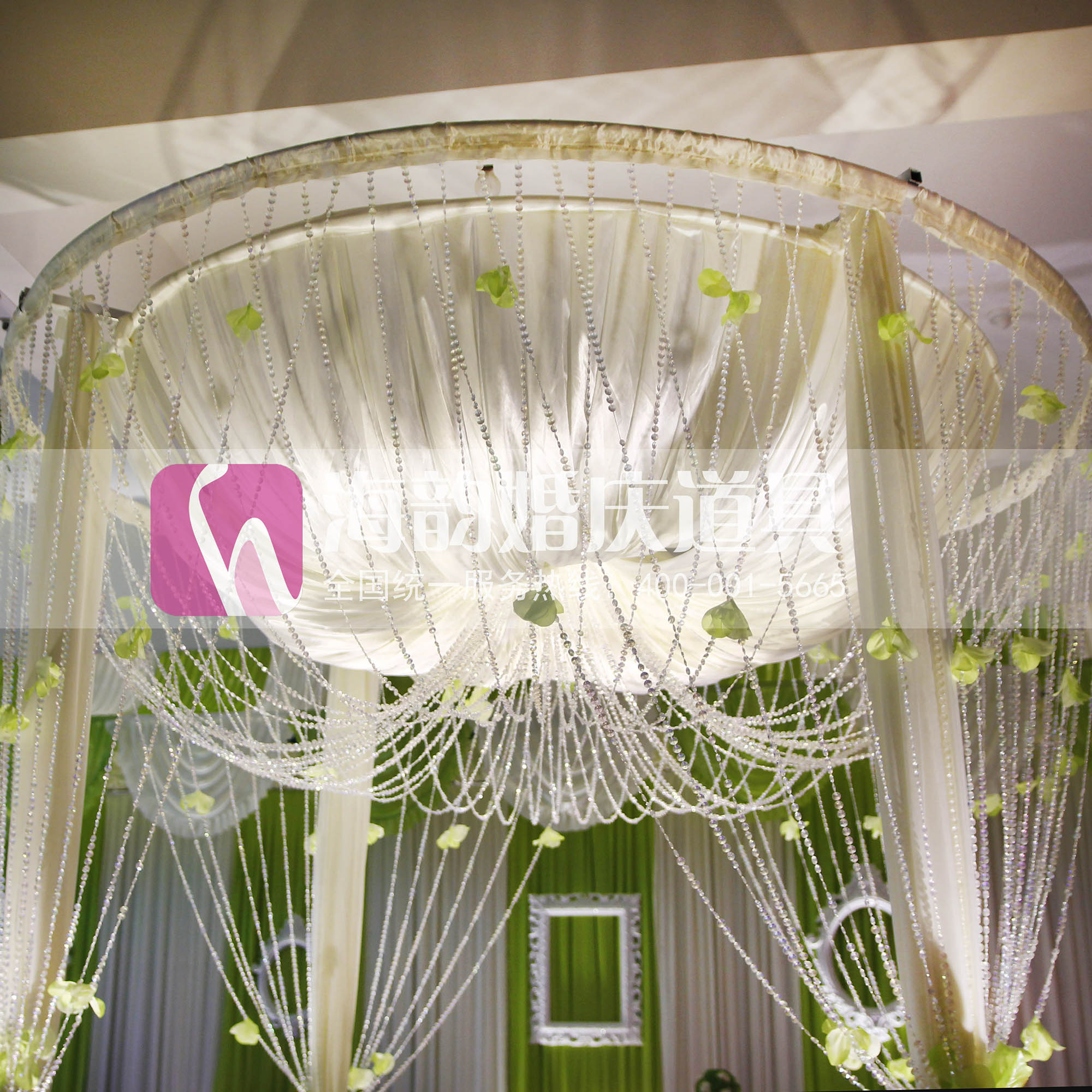 Haiyun Wedding Props Wedding Supplies Princess Pavilion Round Pavilion Pearl Curtain Round Pavilion Specification image