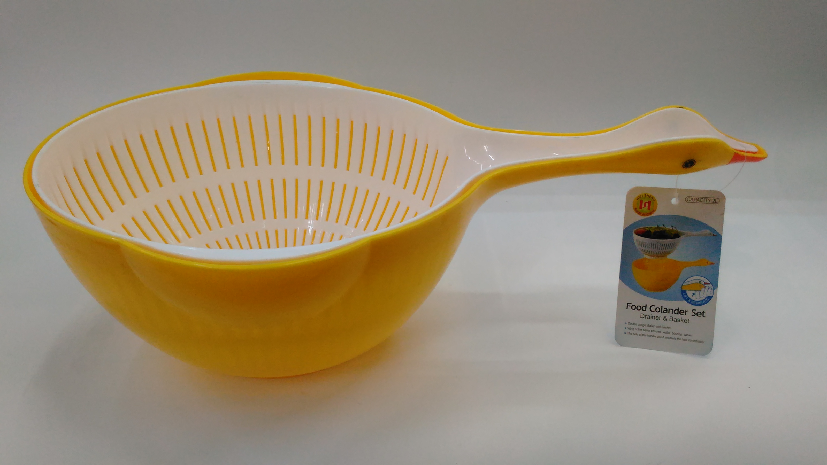 鸭子沥水篮水瓢套装双层塑料滤水篮淘米洗菜蓝洗碗碟可爱水勺