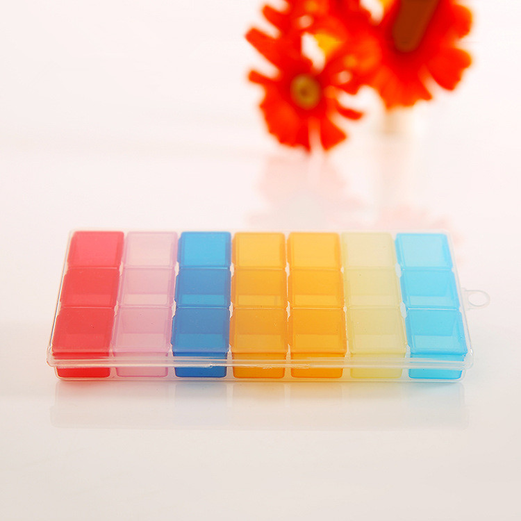 一周3格21格七彩环保塑料药盒便携式随身用保健盒分装收纳盒